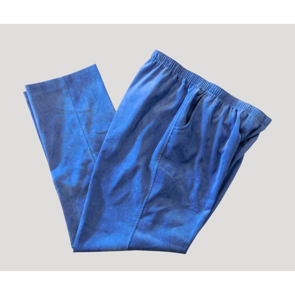 Allison Daley Corduroy Pants Womens 16 Blue Elastic Waist 34-38 Pockets